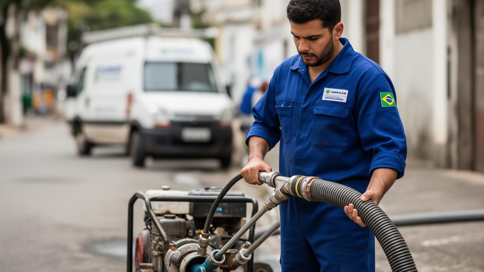Desentupidora em Botucatu - profissional realizando desentupimento